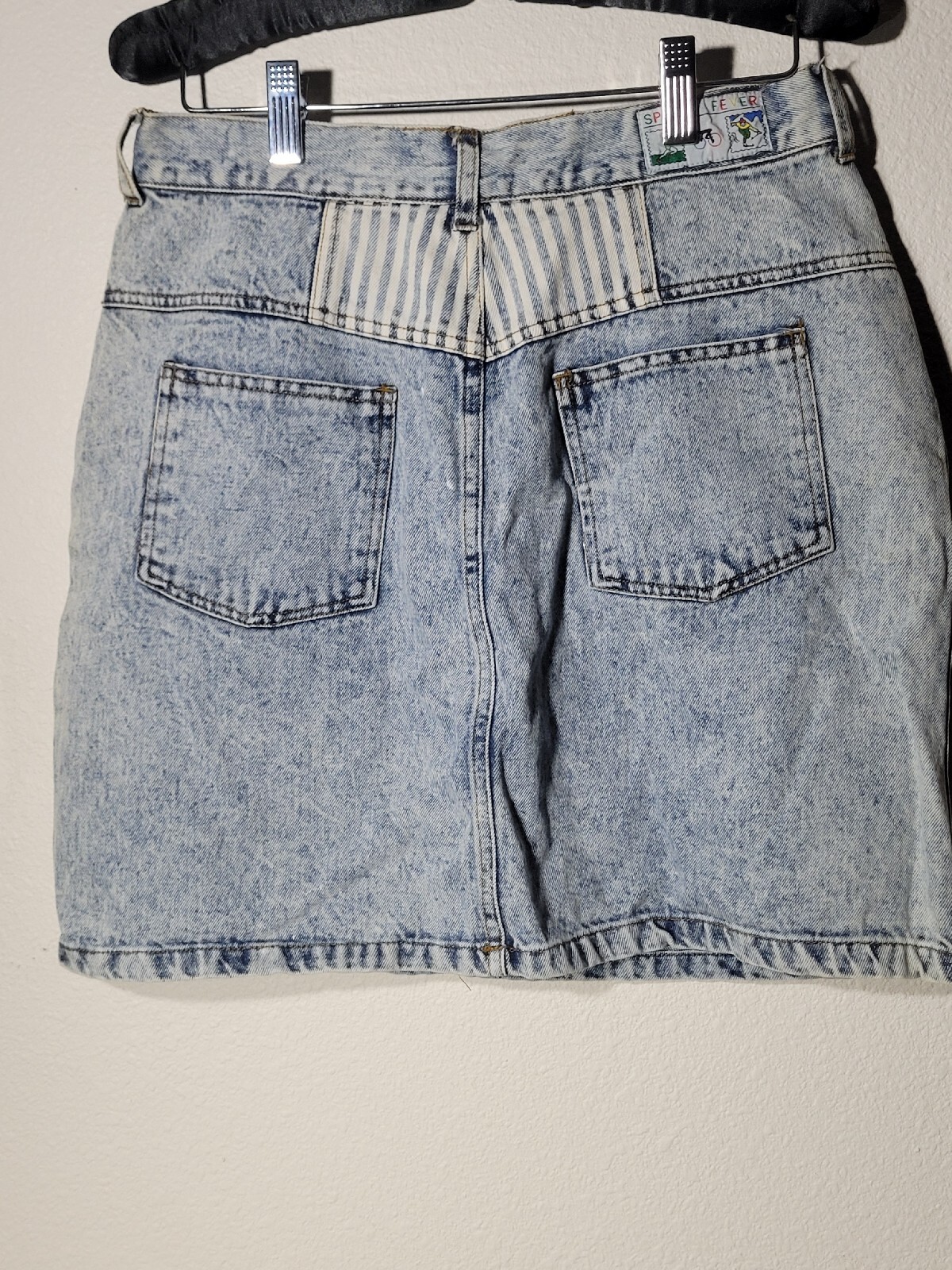 Vintage denim Mini skirt Sports Fever size 11 cotton jean skirt high waist