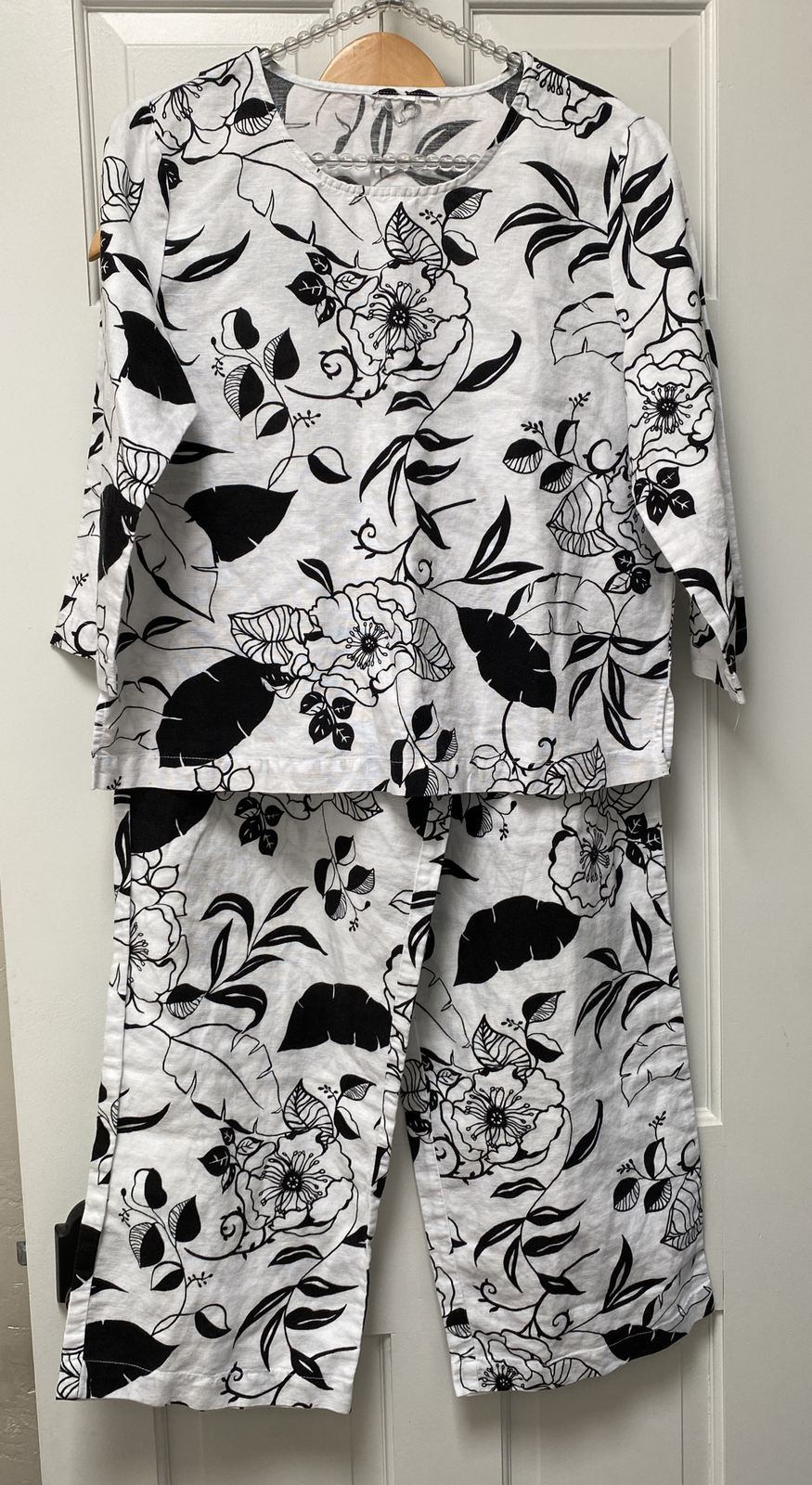 Marc Ware Hot Cotton Linen Blend Pants , Button Jacket & Top Black White Small