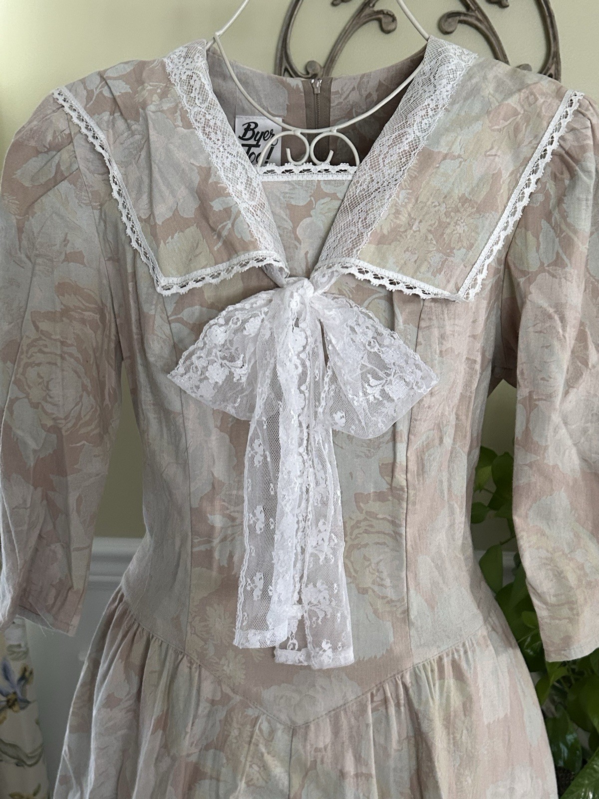 Vintage 80’s Floral Dress Garden Tea Party Country Romance Byer Too Cotton 9
