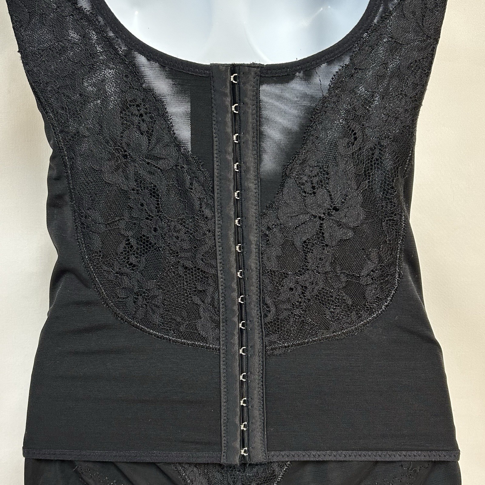 Supplim Shapewear Large Black Long Leg Crotchless Bodysuit Waist Cincher