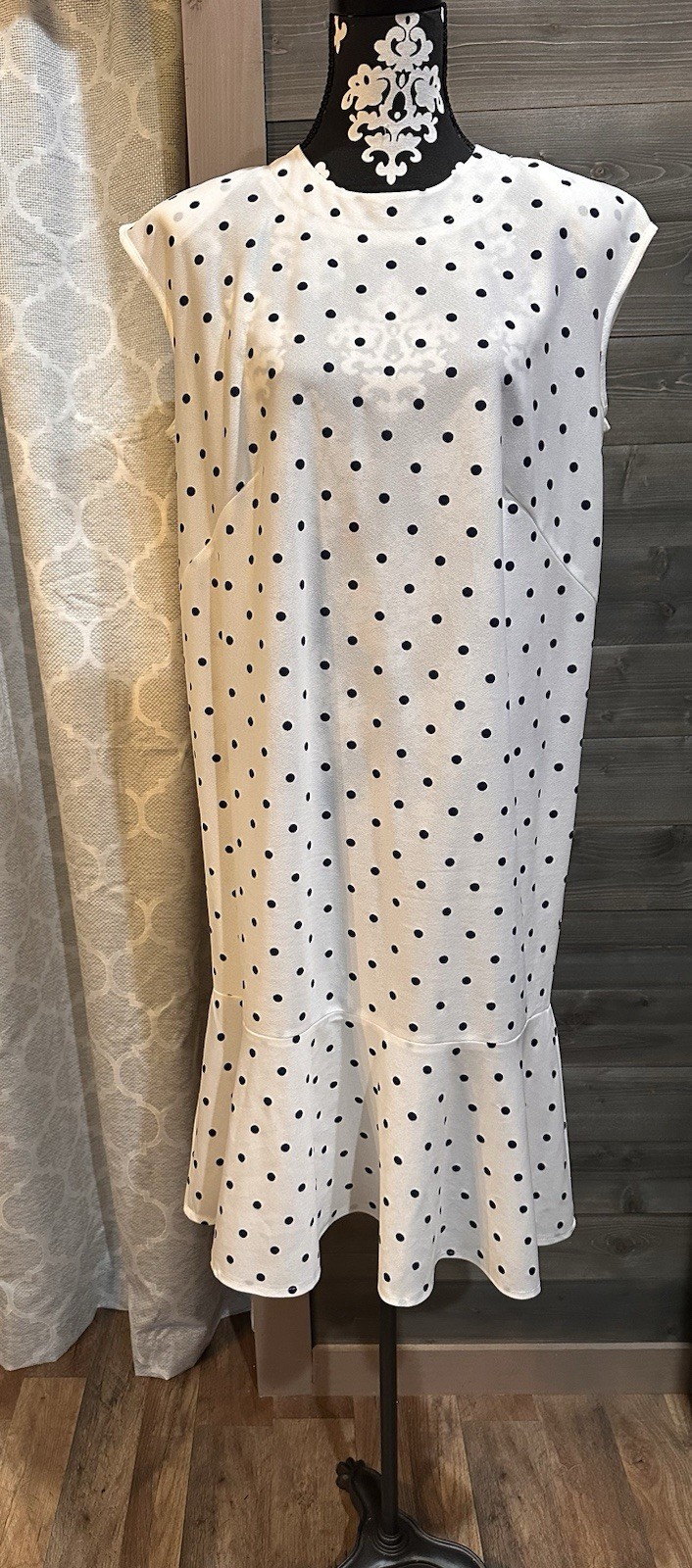 Vintage 1980s Tabby II Polka Dot 2pc Sheath Dress & Duster Jacket Set Size 16W