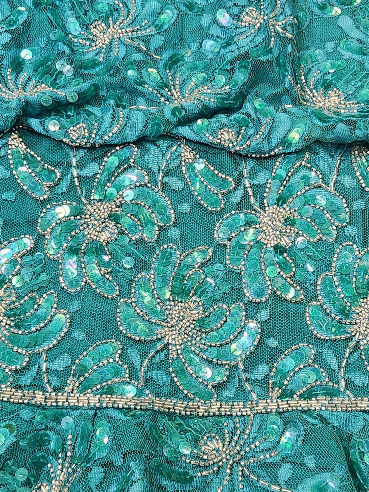 Vintage Judith Ann Creations Dress Womens Small Silk Beaded Cocktail Sequined