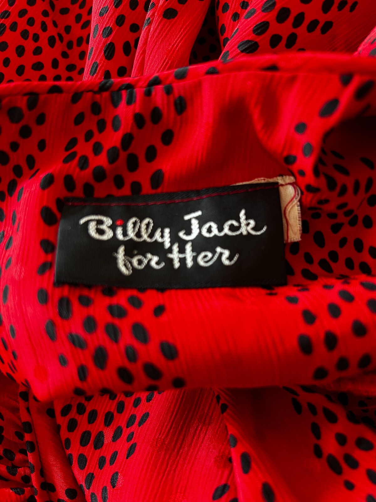 80s Billy Jack for Her Dress Womens Size Small Polka Dot Batwing Red Black