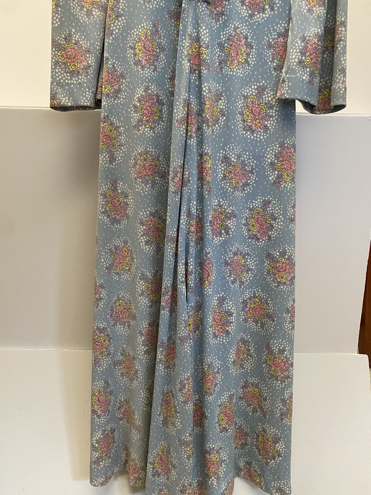 Vintage Phase II 70s Floral Maxi Dress Retro Hippy Boho Ruffled Empire Waist Sm