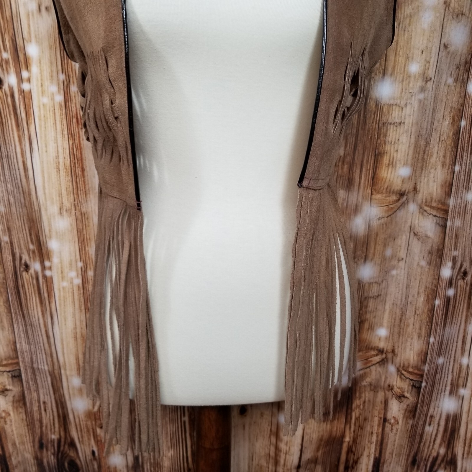 VTG Montes Suede Tan Leather Women’s Stylish Fringe Vest Vintage Made In Mexico