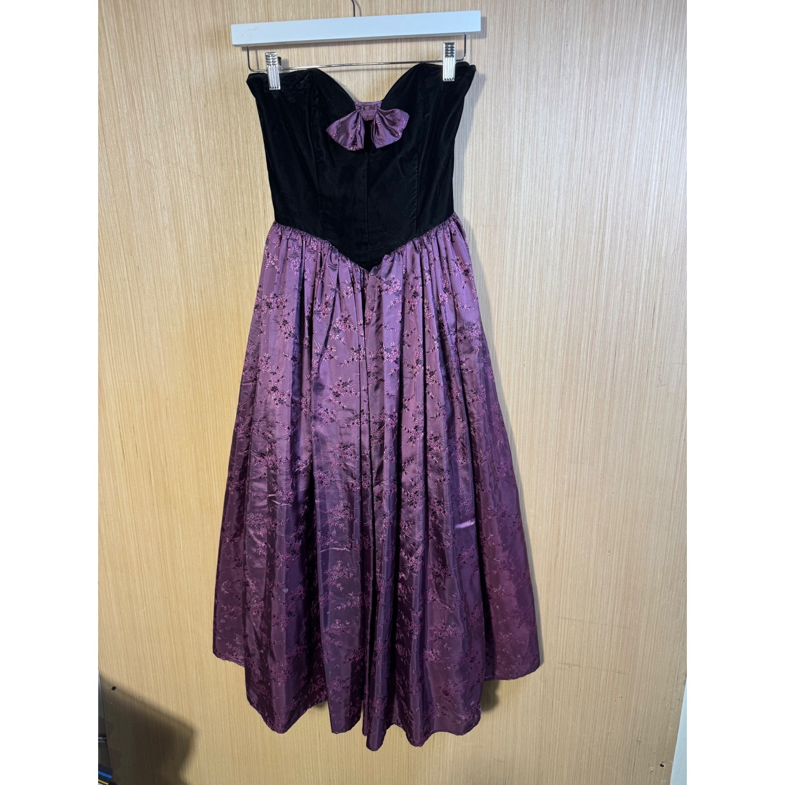 Vintage Gunne Sax Jessica McClintock Velvet Corset Strapless Gown Purple Black