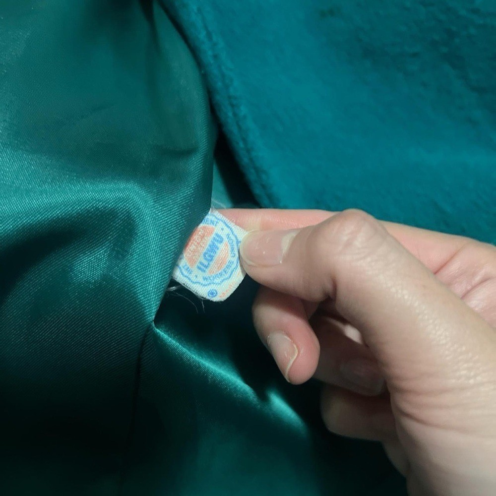 Vintage 80s Fashion Wellington Teal Trench Coat size Large Preppy Retro Classic