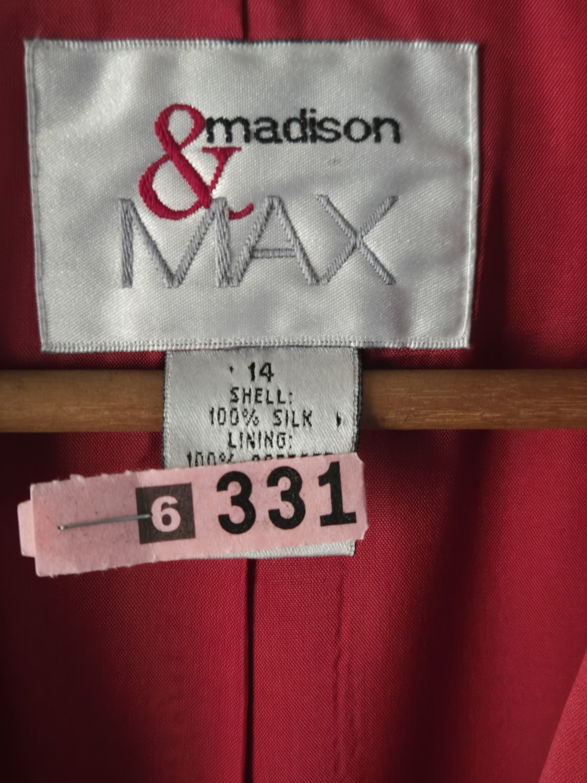 Madison & Max Muted Red Silk Blend Blazer Women’s 1X Vintage Career Jacket