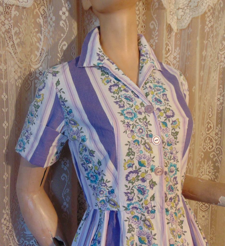 50/60s BRENTWOOD FOR PENNYS FLORAL COTTON SHIRT WAIST DRESS 24 W