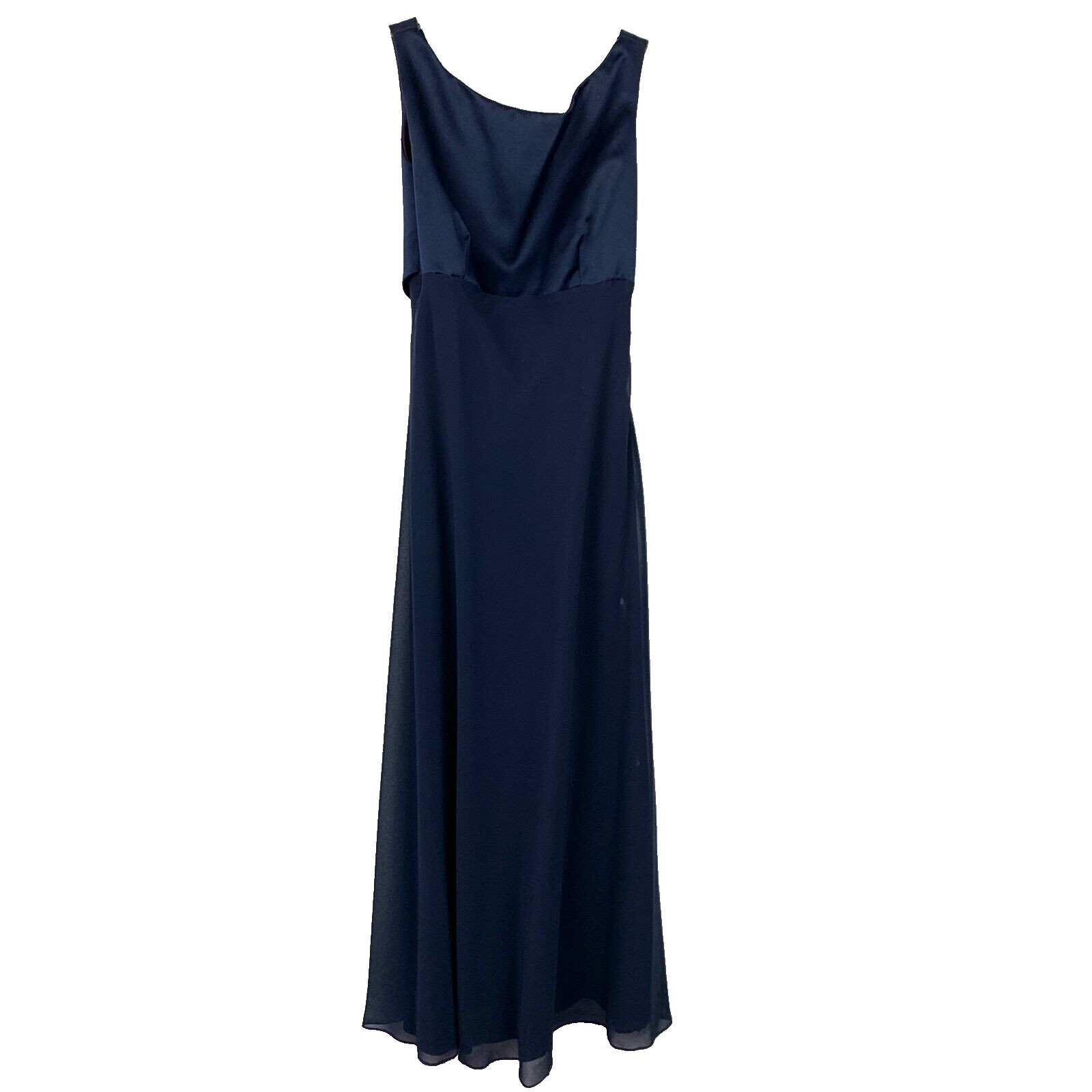 Vintage 90s Michaelangelo Formal Navy Blue Sleeveless Wrap Back Dress 7/8