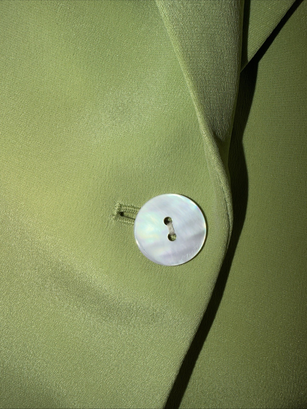 Vtg Rena Rowan Light Green 100% Silk Blazer Jacket Size 12 Lined 1 Button Front