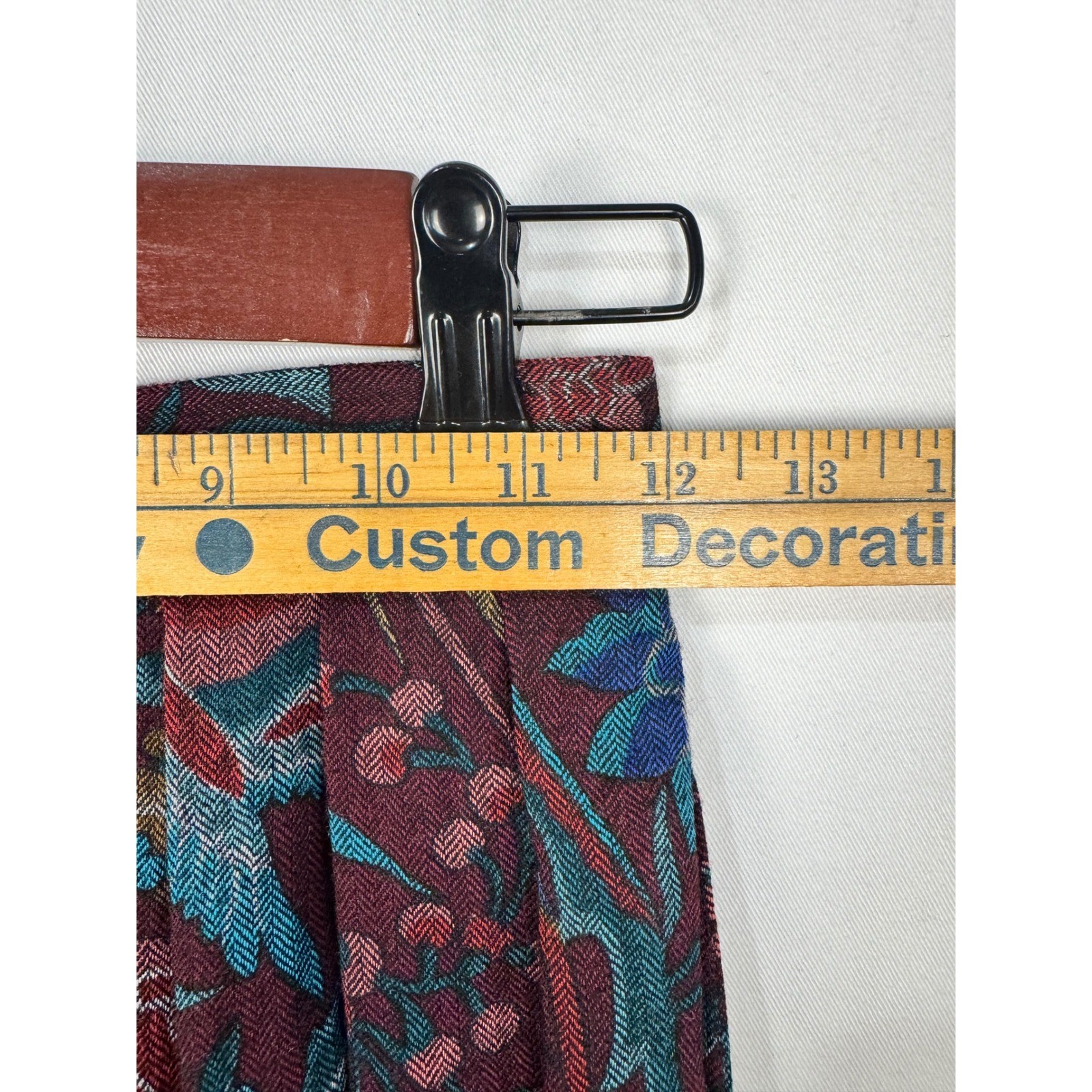Jerri Sherman Vintage Wool Pleated Midi Skirt Burgundy Floral Pockets Size 2 NWT
