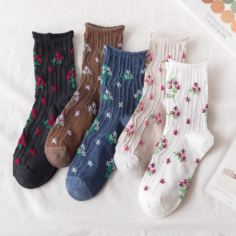 Benefeet Sox Womens Girls Cute Floral Socks One Size, 5 Pack-lilacs Flowers