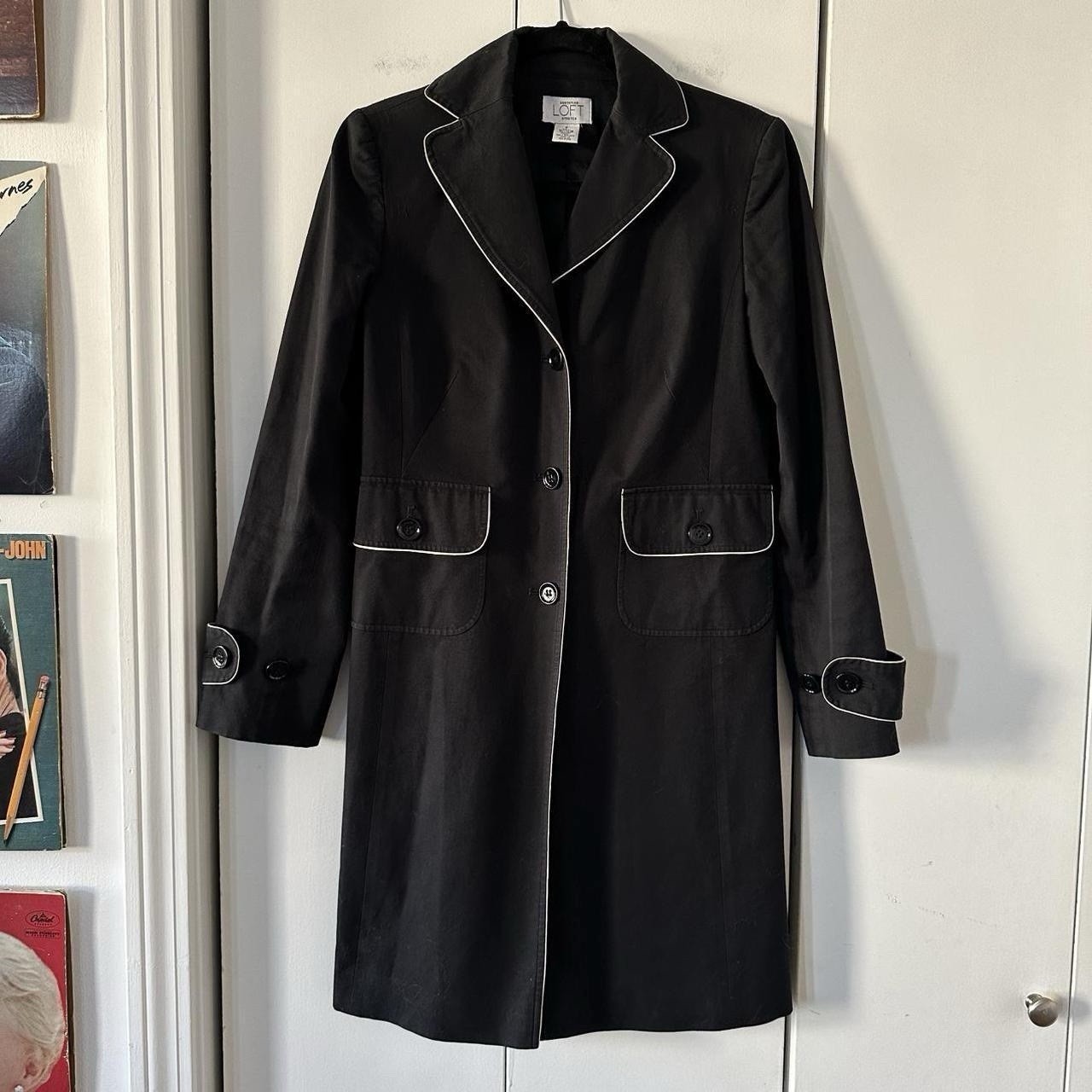 Vintage 90s Black and White Contrast Light Mod Cotton Jacket Ann Taylor Loft S M