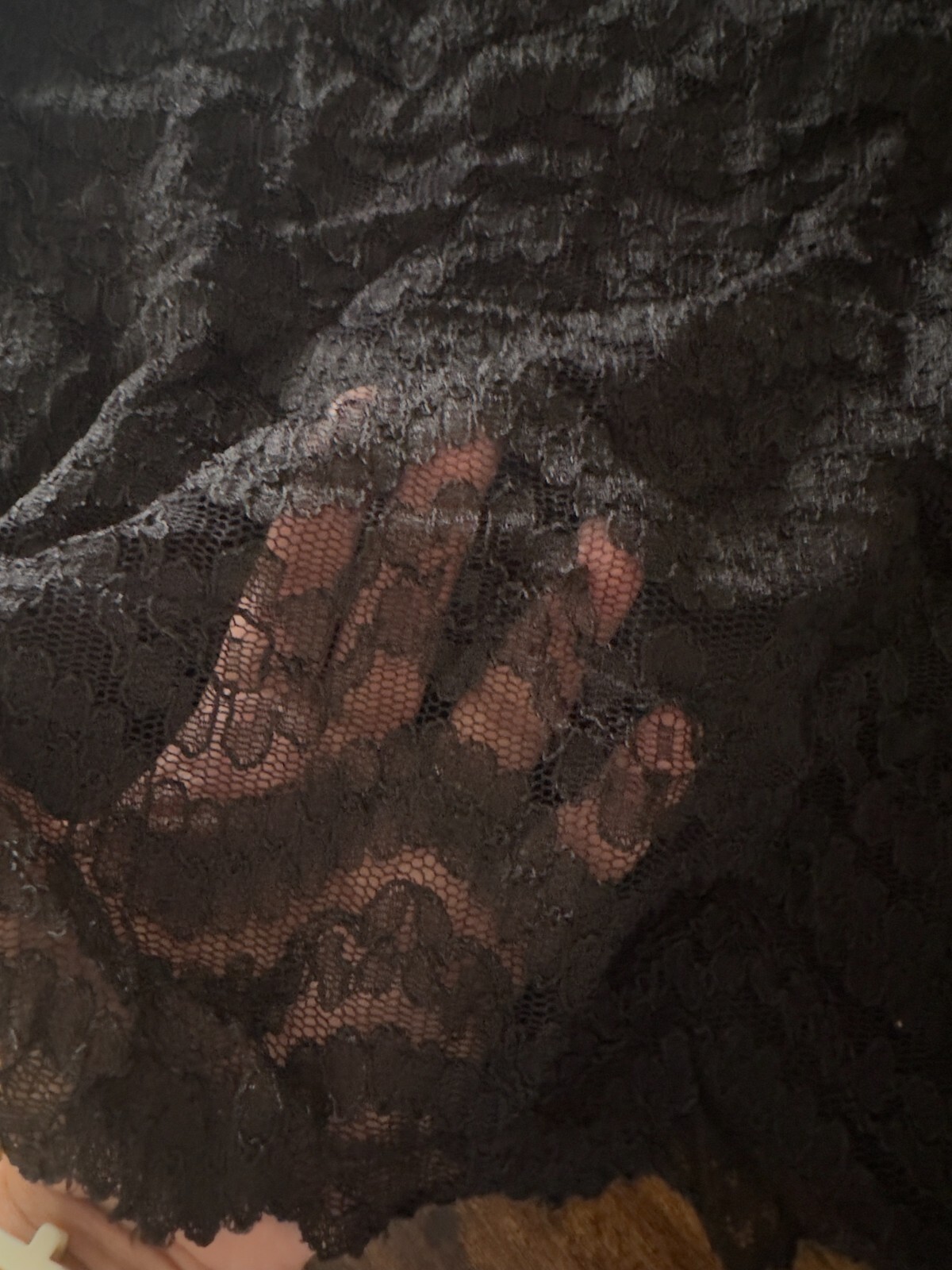 VINTAGE Onyx Nite By Wendye Chaitin Black Lace Top, Made in USA
