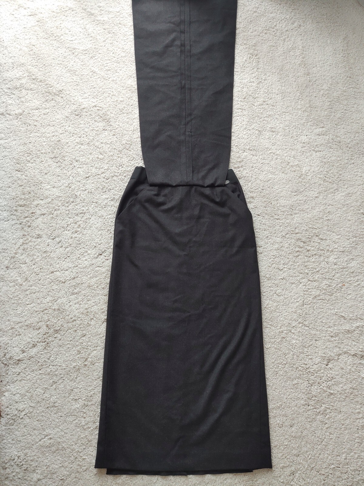Chanel Vintage 1999 France Wool Cashmere Gray Overlap Panel Long Maxi Skirt 38 S