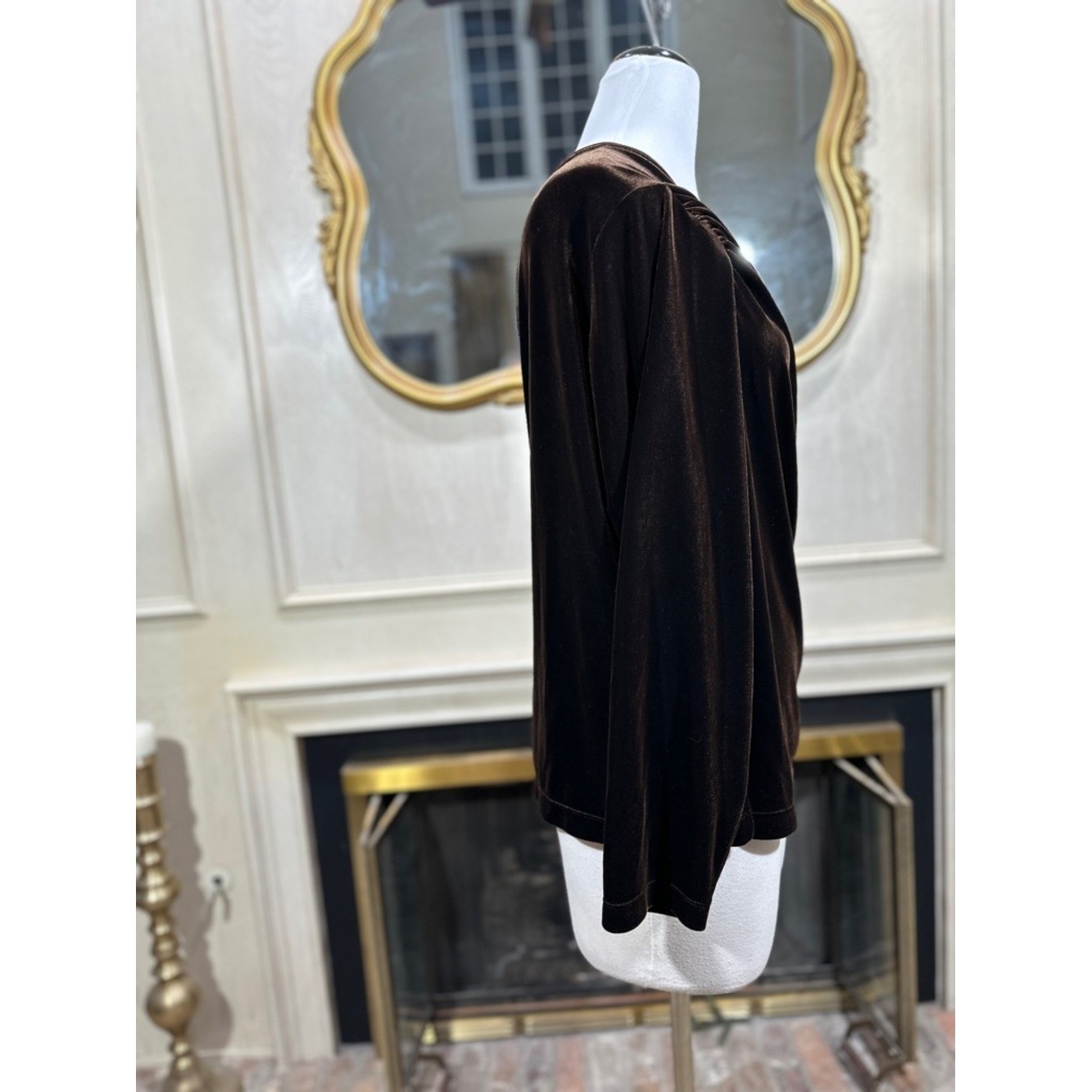Lands’ End Top Size 2X Brown Velvet Vintage Whimsigoth Indie Sleaze