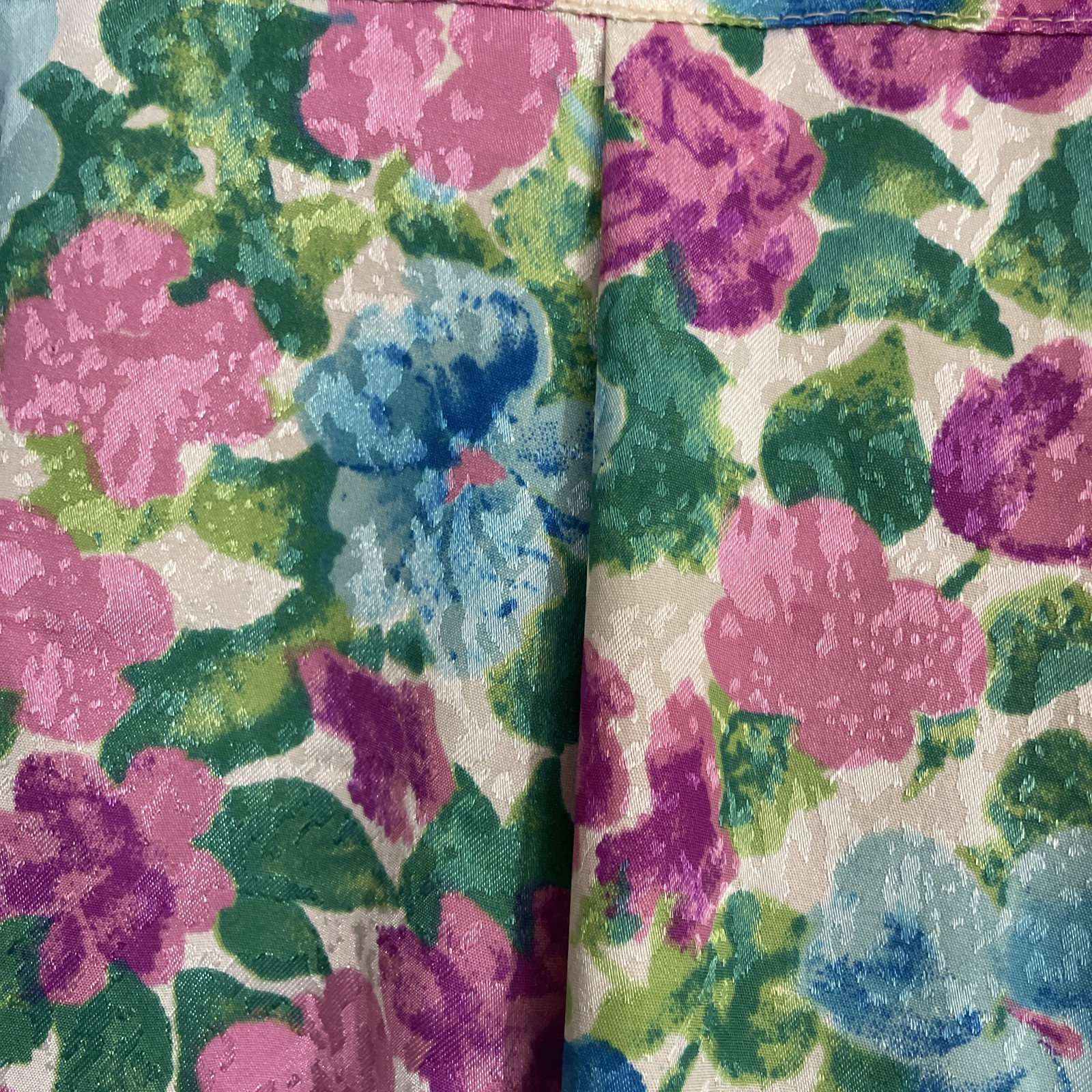 Vintage Susan Freis Floral Ruffled Midi Dress XS Smocked Waist 3/4 Sleeve AOP
