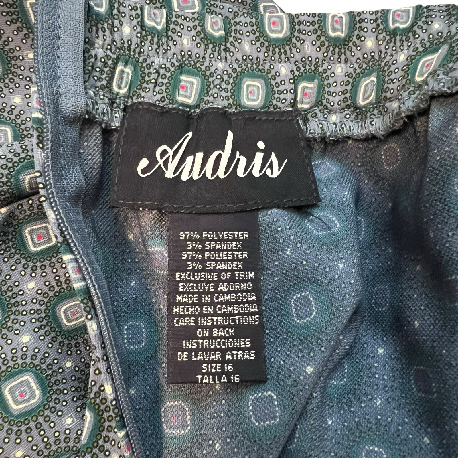 Audris Vintage 90s Jewel Print Two Piece Set Size 16 Top and Skirt