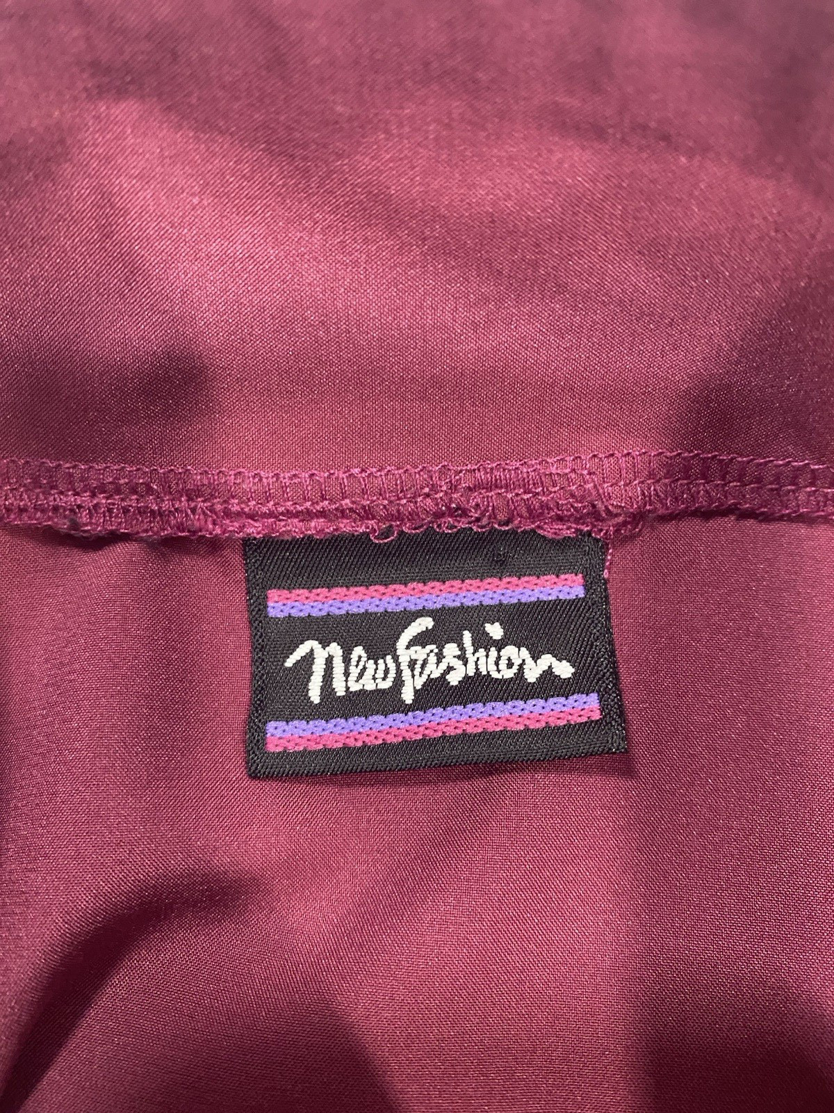 Vintage Blouse SIZE EXTRA LARGE burgundy high neck MISS FASHION 70s 80s classic