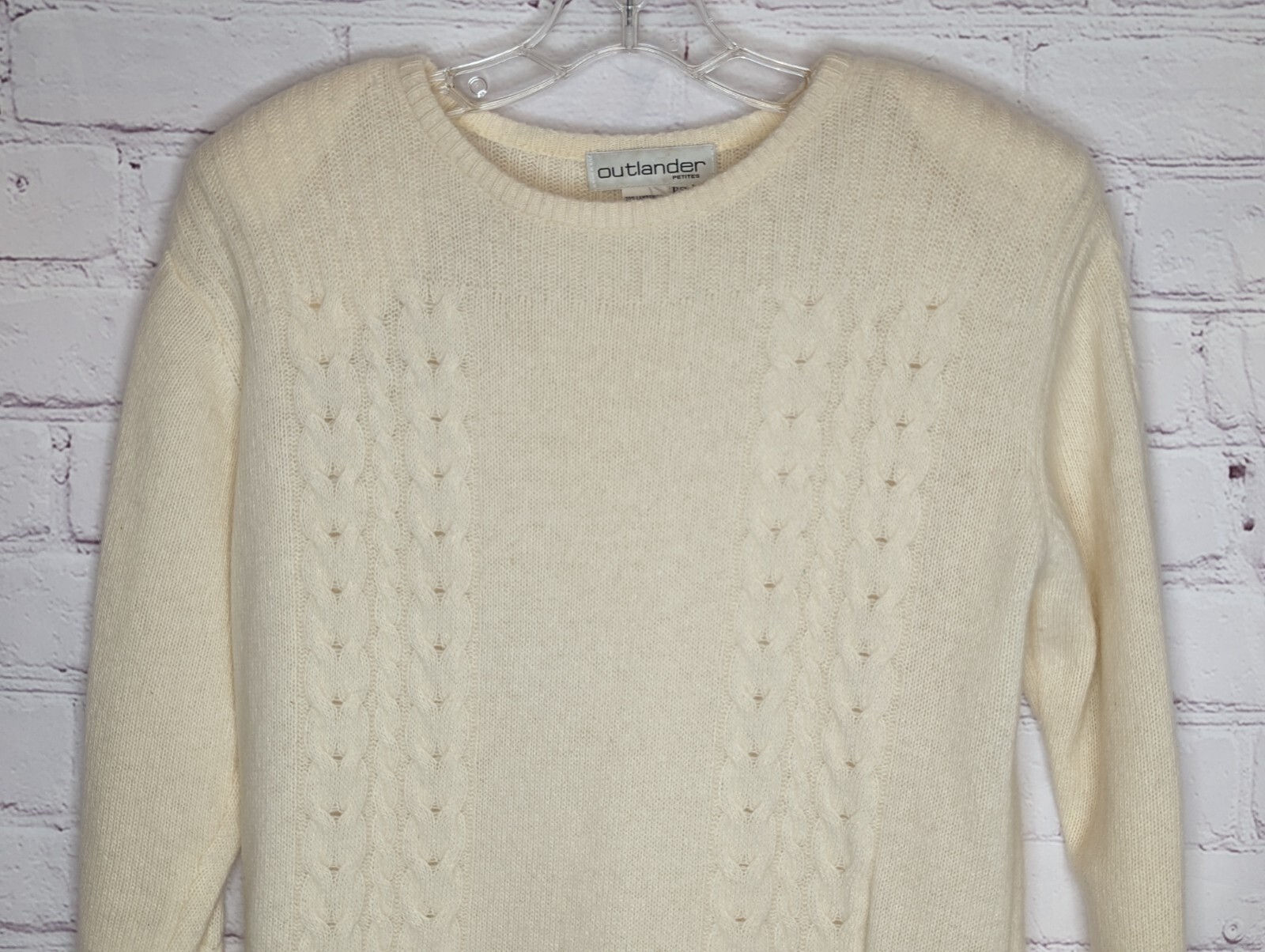 Vtg Outlander Women’s Winter White Lambswool/Angora Knit Sweater Dress Sz PS