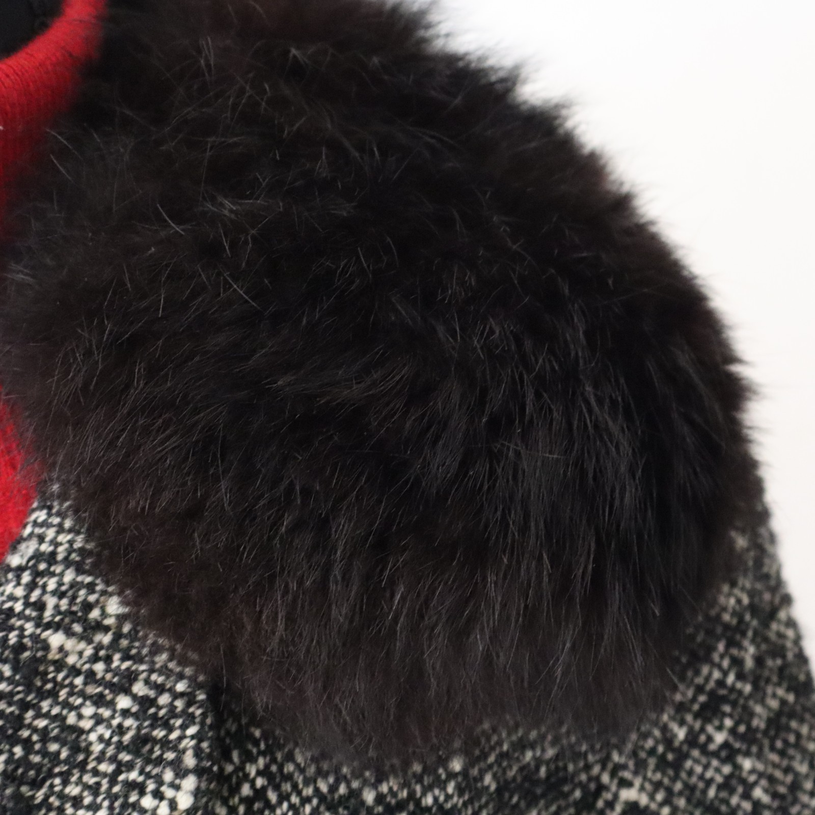 Vtg Jobis High Class Black Tweed Jacket w Black Fur Collar Sz Small Germany