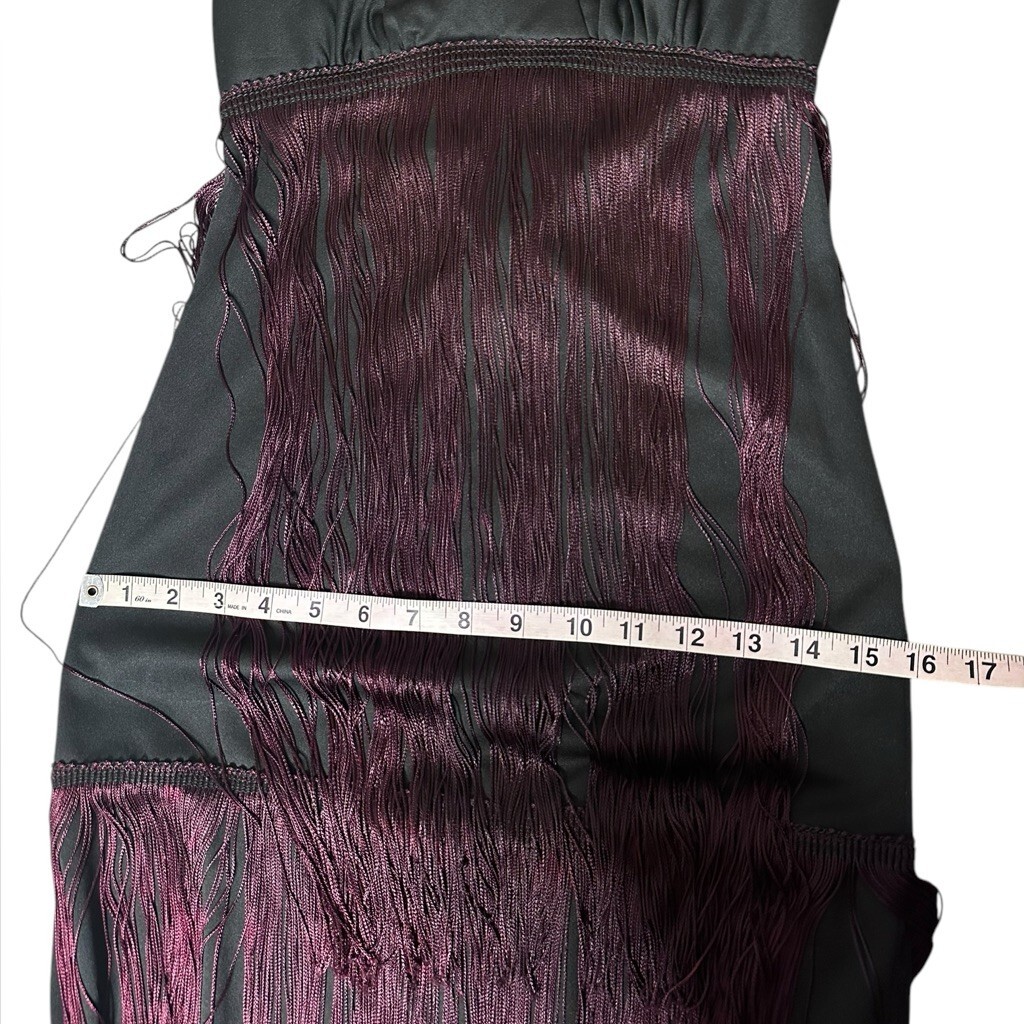 VTG 70s Jack Hartley Halter Fringe Maxi Dress Black & Plum Ombre Festival 7/8