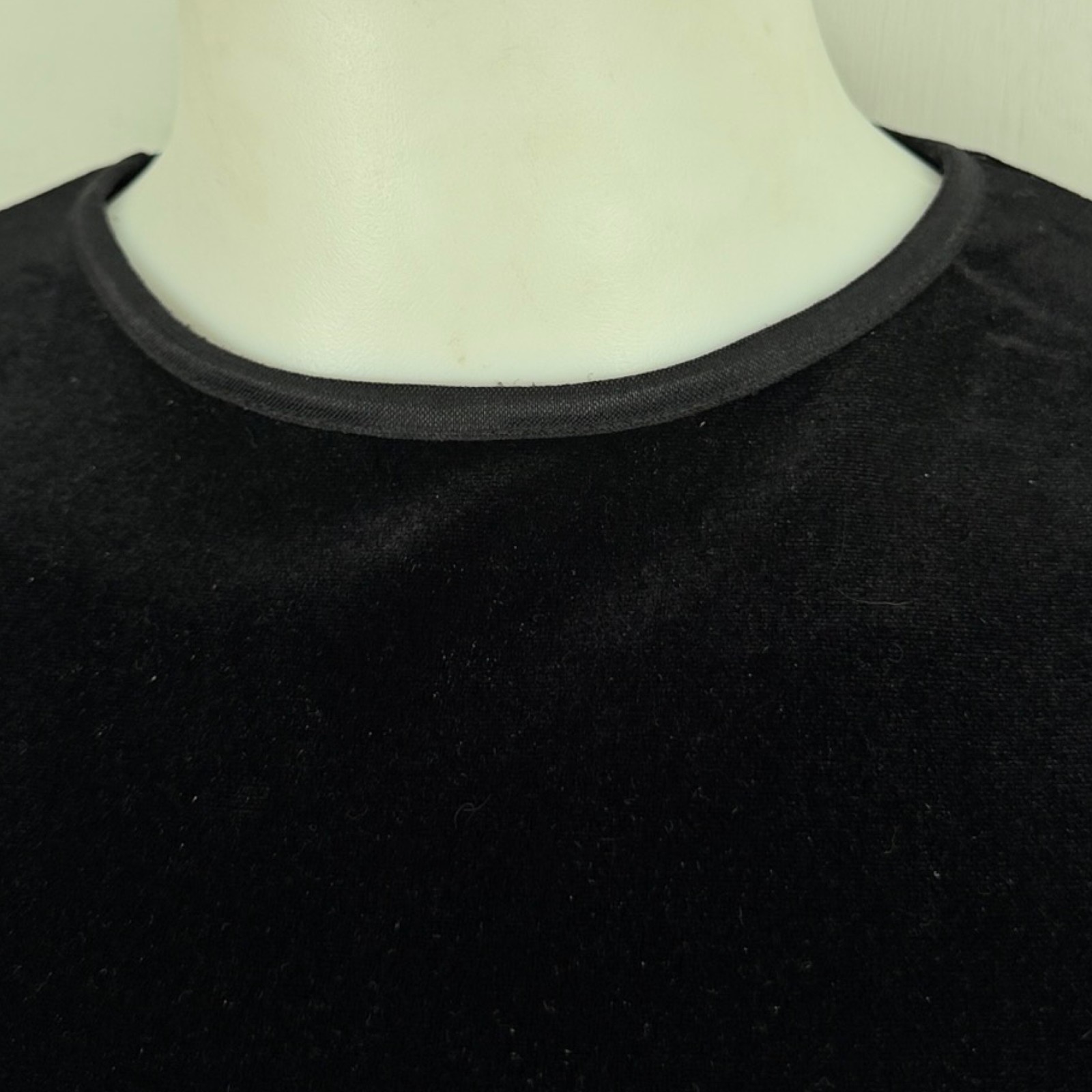 Vintage Black Crushed Velvet Midi Dress with Belt Detail Size Small Satin Trim