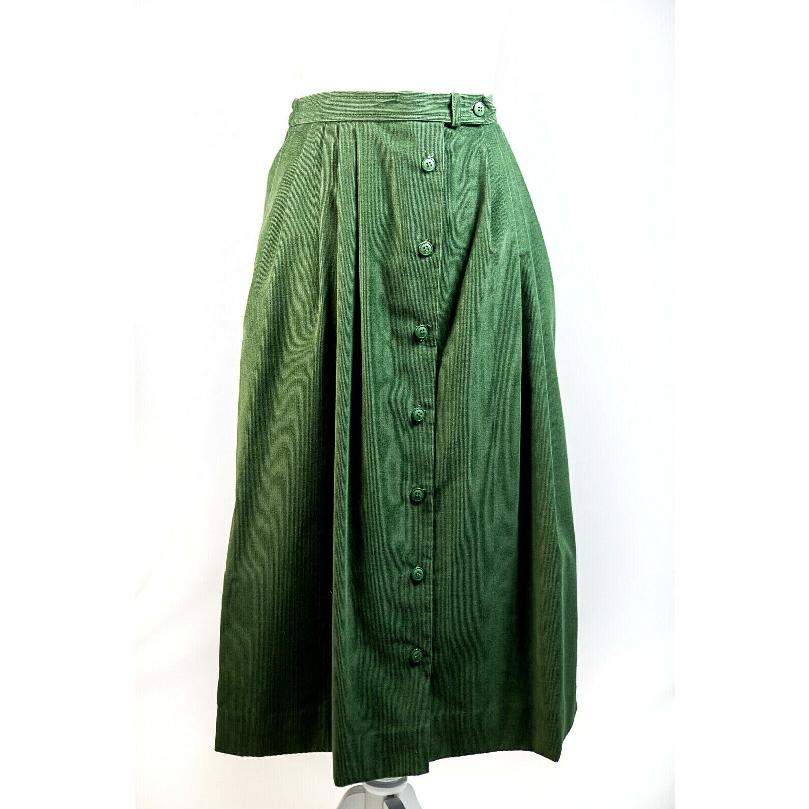 VTG 80s Suburbans Corduroy Midi Skirt Sz 6 Green Cottage Academia Preppy Granny