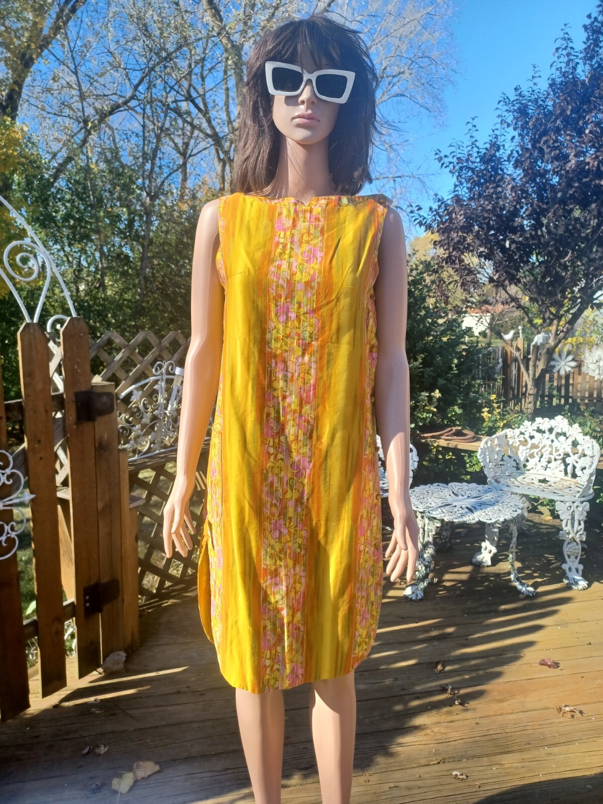 True VTG 1960s Mid-century Authentic Hawaiian Dress Mod Tiki Hawaii Loungewear M