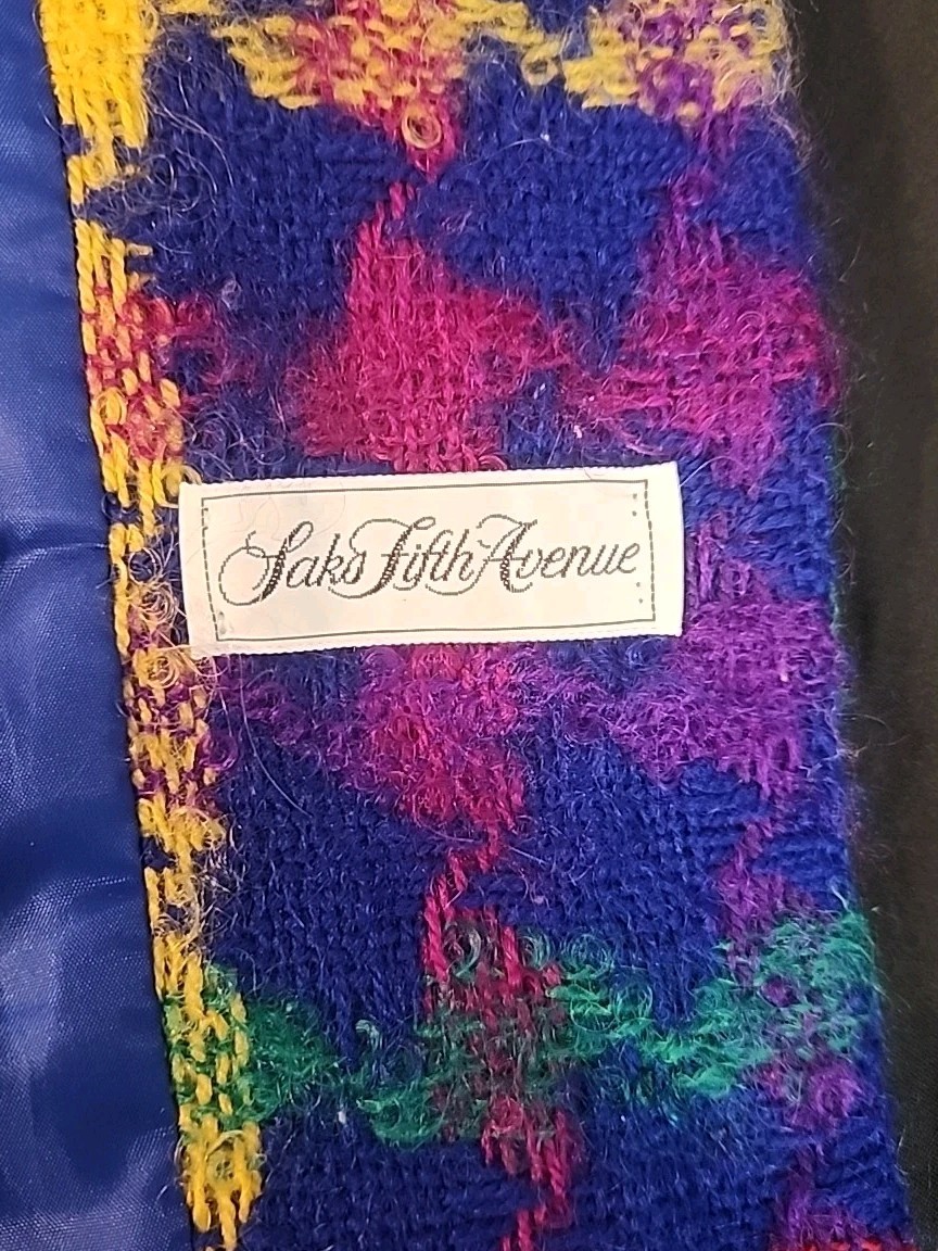 Vintage Herbert Grossman Colorful Plaid Mohair Wool Blazer Size 12 USA