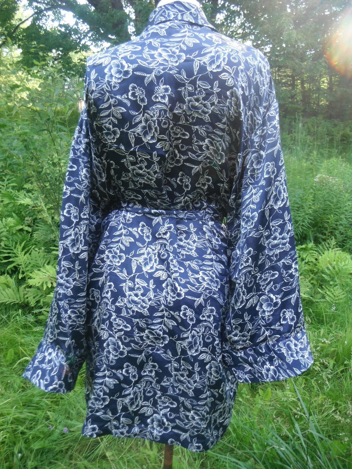SPLENDIDA For LA SENZA 100% silk wrap style robe HIPPIE FLORAL lounge wear L