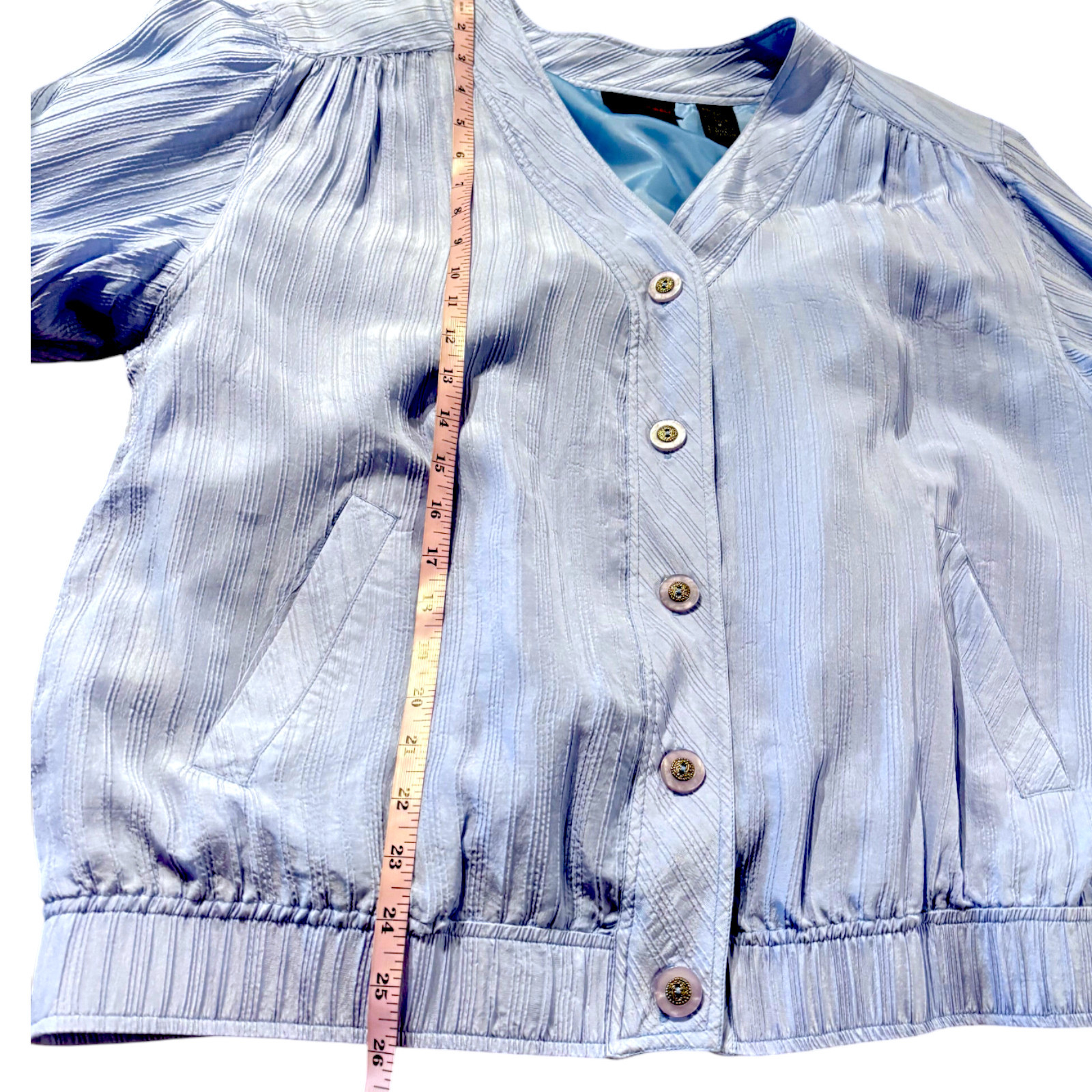 Mureli Vintage blue 100% Silk Jacket and Pants set track suit sz M