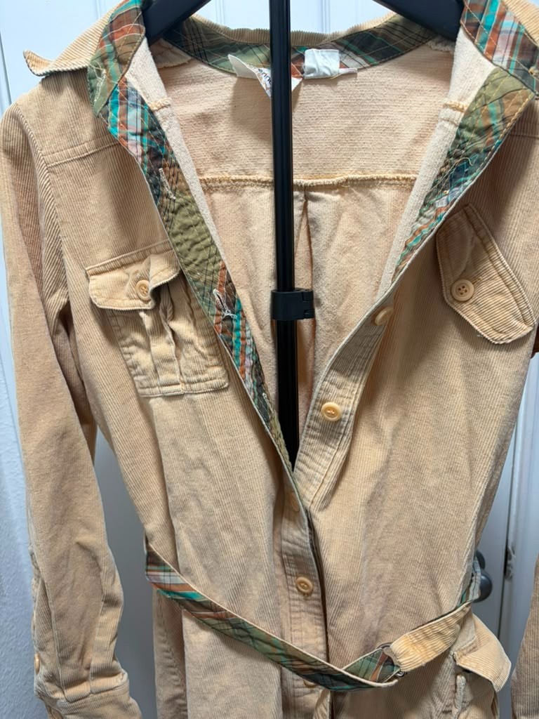 Vintage 1970s JCPenney Corduroy Utility Shirt Dress / Long Duster Coat