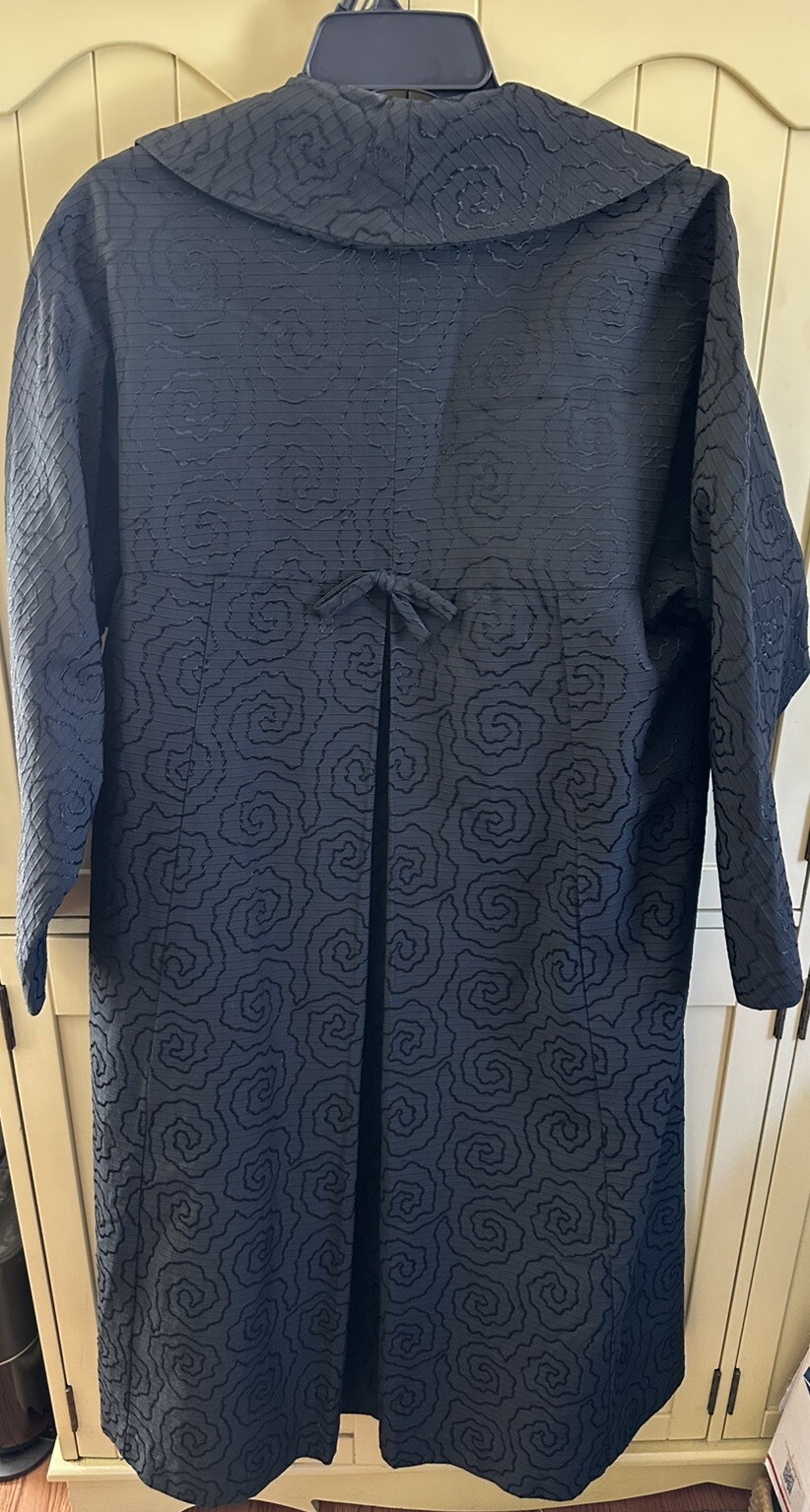 Vintage Cee Dee Swing Coat Jacket Women’s S /M Black Swirl Floral Brocade Formal