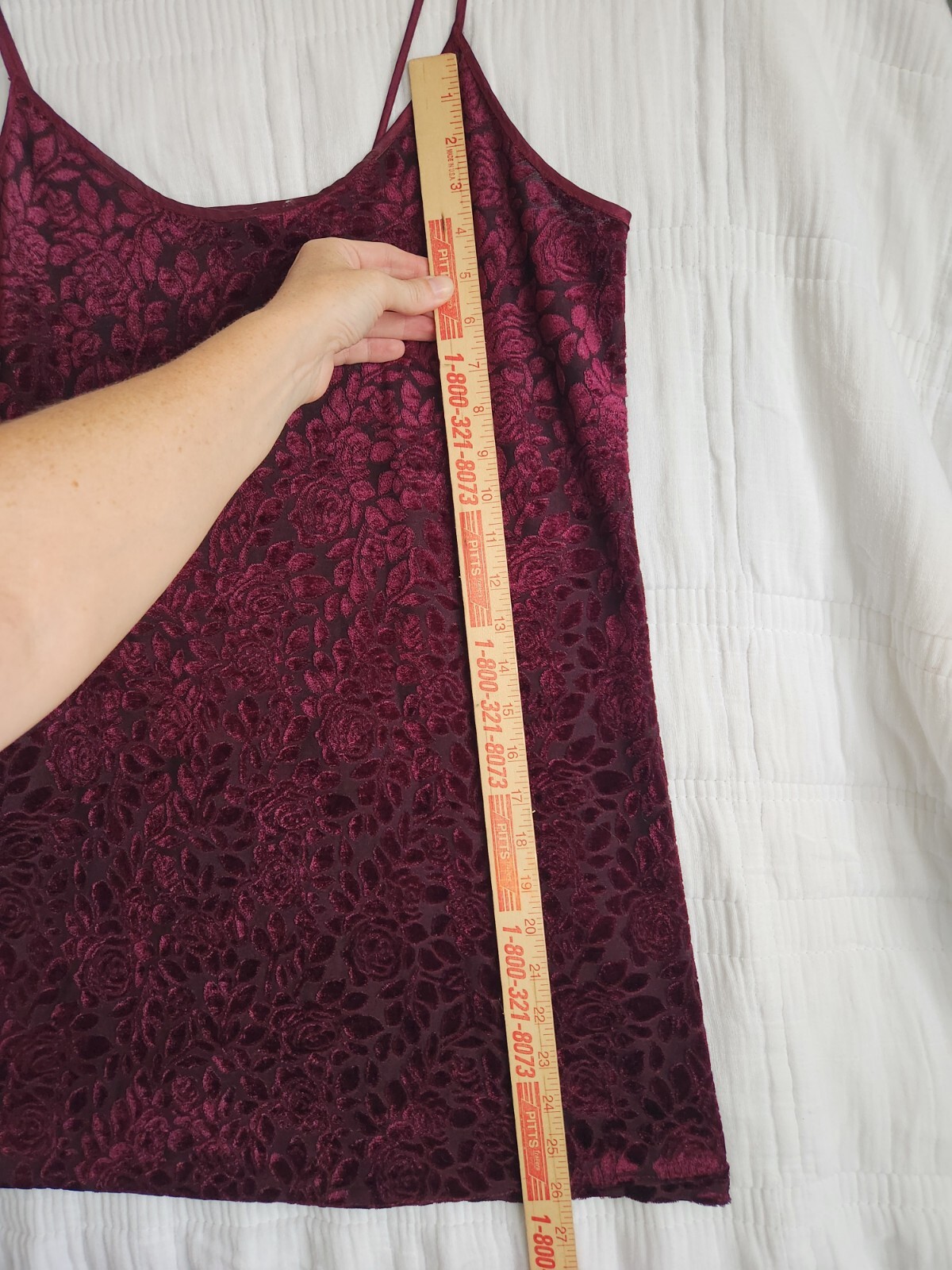 Vintage 90s Vasarette Velvet Floral Slip Dress Babydoll Lingerie Medium Red