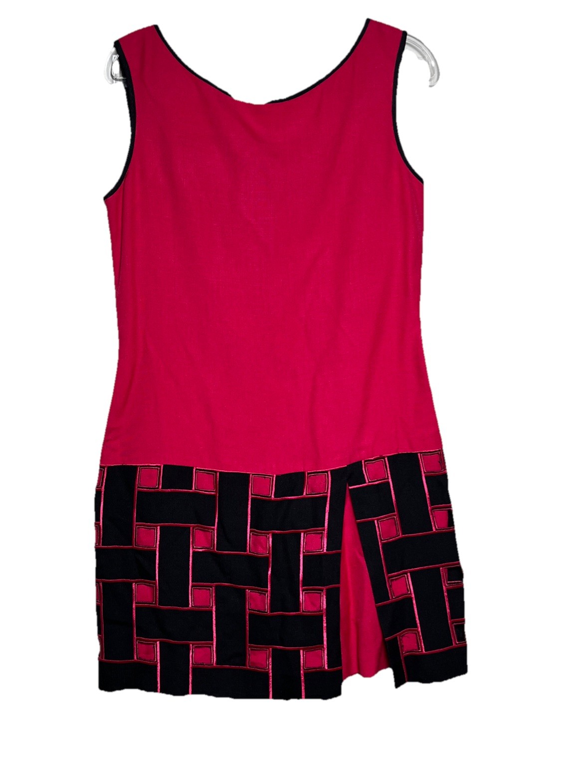 Vintage Kathryn Dianos Womens Size 8 Fuchsia Skirt Dress Lattice Pattern 90s
