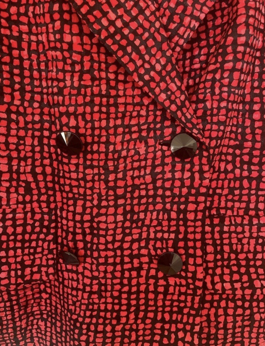 Vintage Nieman Marcus Red And Black 100% Silk 3 Piece Skirt Set Size 4