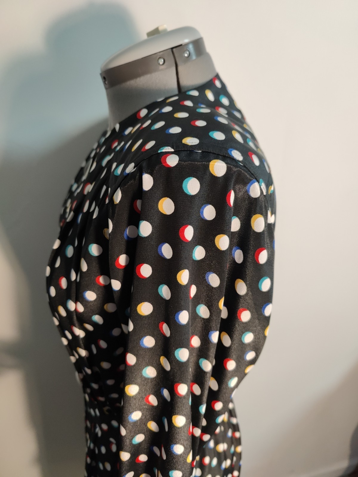 Vtg Leslie Fay 80’s Polka Dot Secretary Dress Sz M Career Shoulder Pads Pockets
