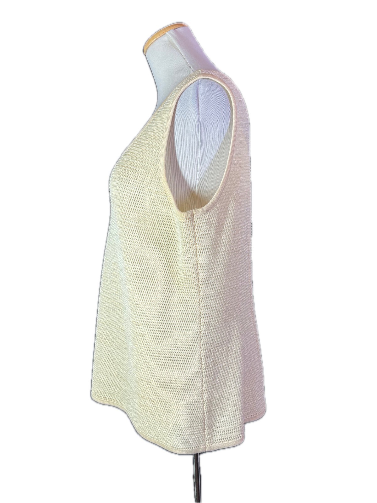 Vintage Escada Margaretha Ley Size 40 Cream Open Knit Tank Monogram