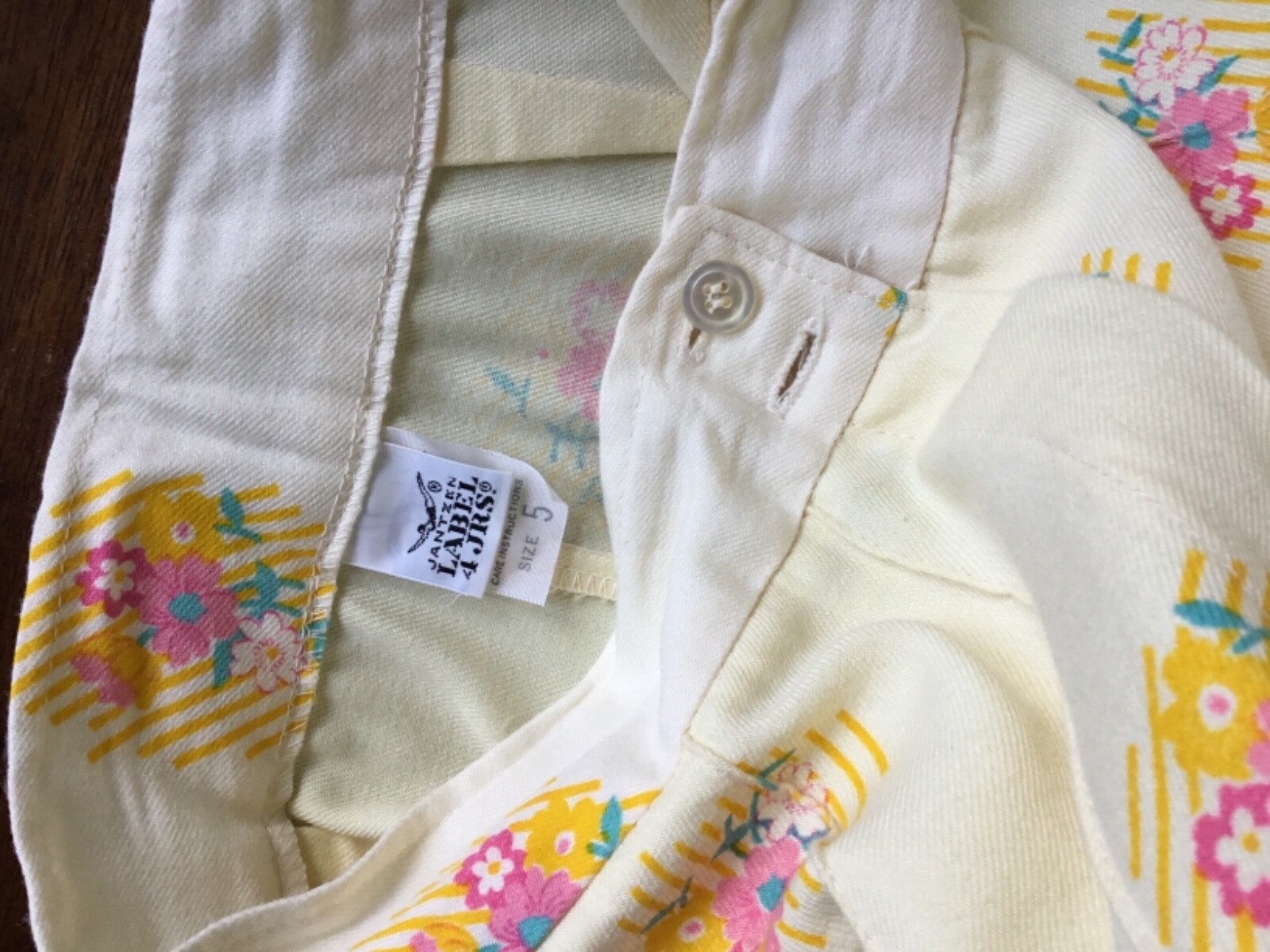 70’s Vintage Yellow Hippie Pink Floral Hi-Waist Bell Bottom Pants
