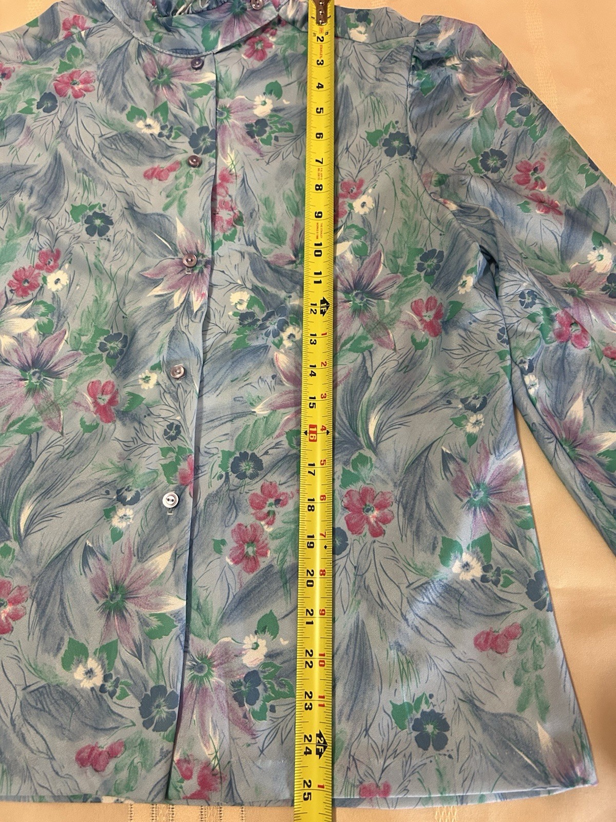 Vintage Deadstock 80s Blouse Size 38 Watercolor Floral Print Grandma Secretary