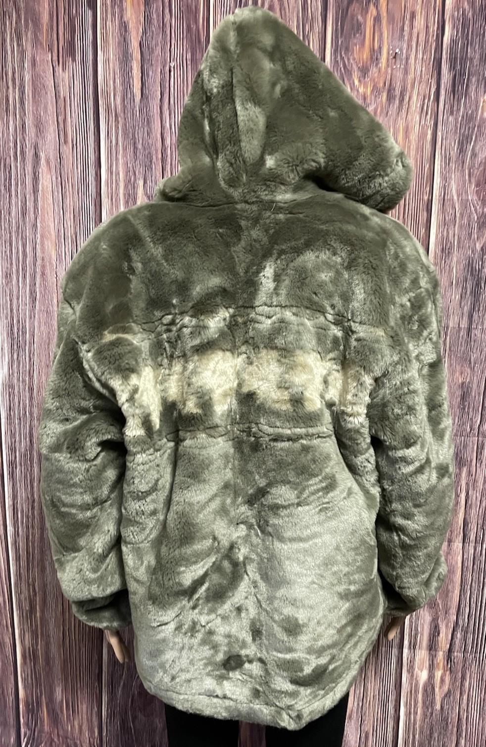 VTG Woolrich Womens Plush Grey „Tumbleweed Leaves” Jacket Hooded Sz M