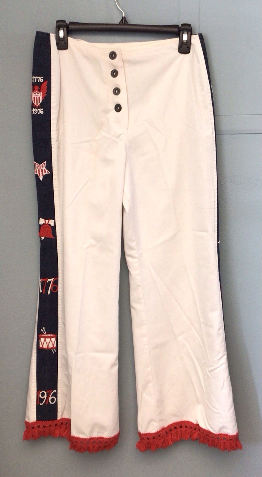 Vintage 1970’s American Patriotic Wide Leg Pants Petite Button Fly Bicentennial