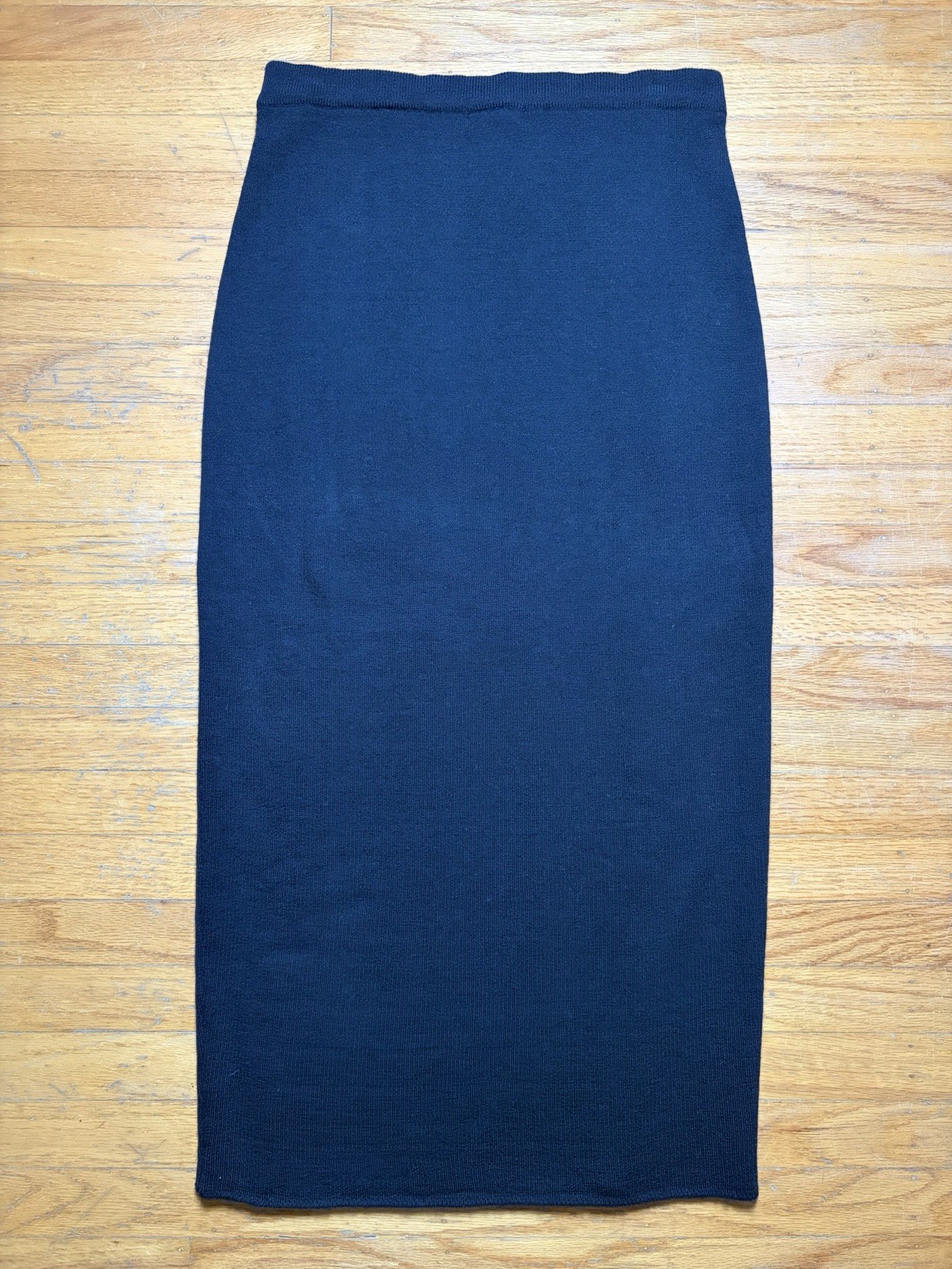Vintage 80s Banana Republic 100% Merino Wool Maxi Skirt Sz L Black Knit