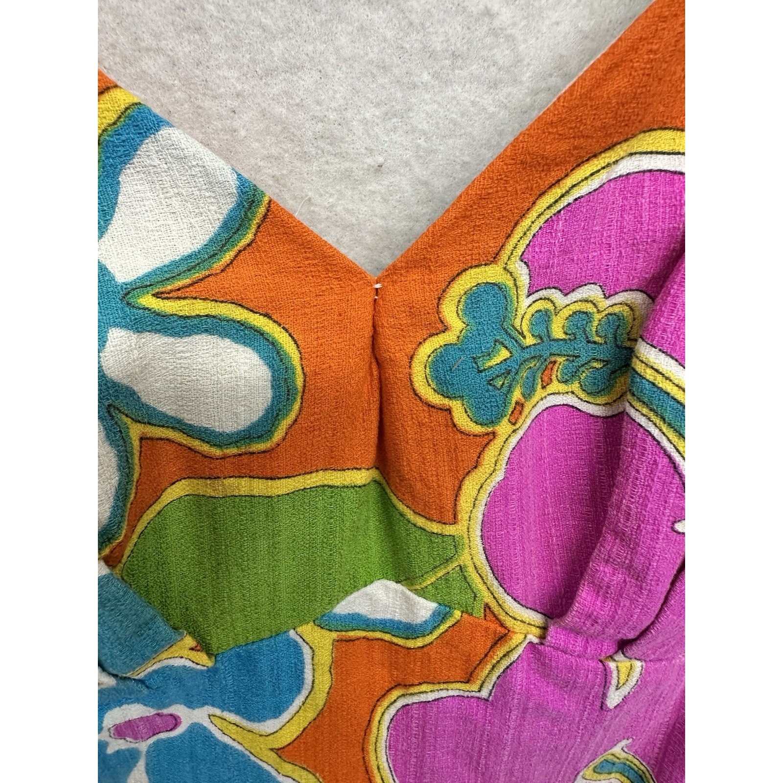 Vintage Dress Malihini Hawaii Designer Collection Maxi Floral Tiki Luau