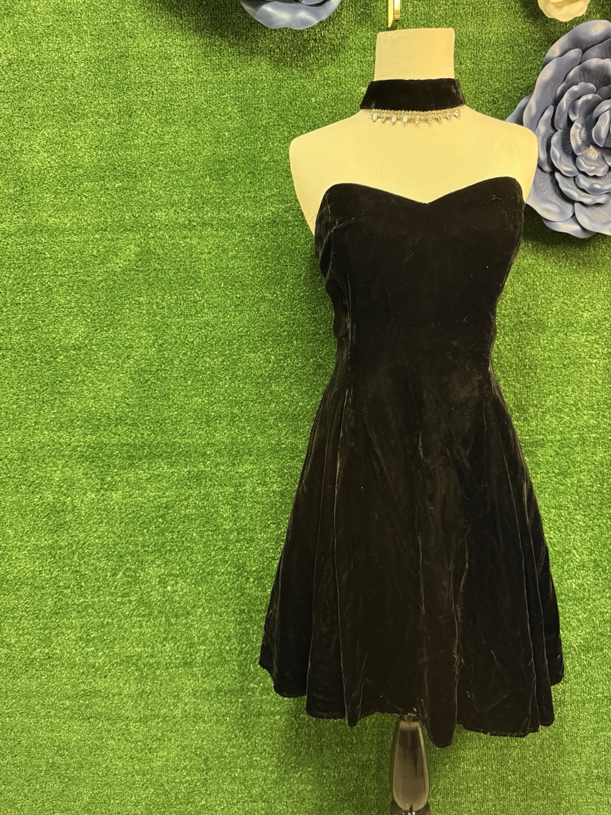 Susan Roselli For Vijack Vintage Black Velvet Choker Dress Fits Like A Medium