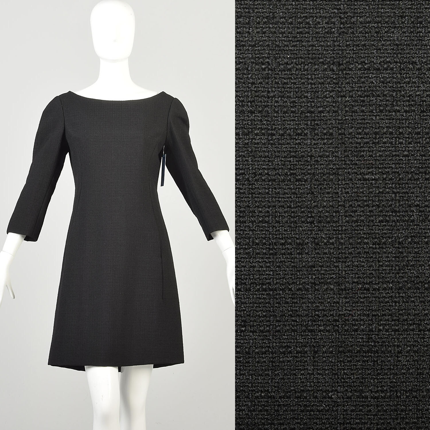 Medium 1960s Galanos Designer LBD Little Black Dress Buttoned Back Chic Classic