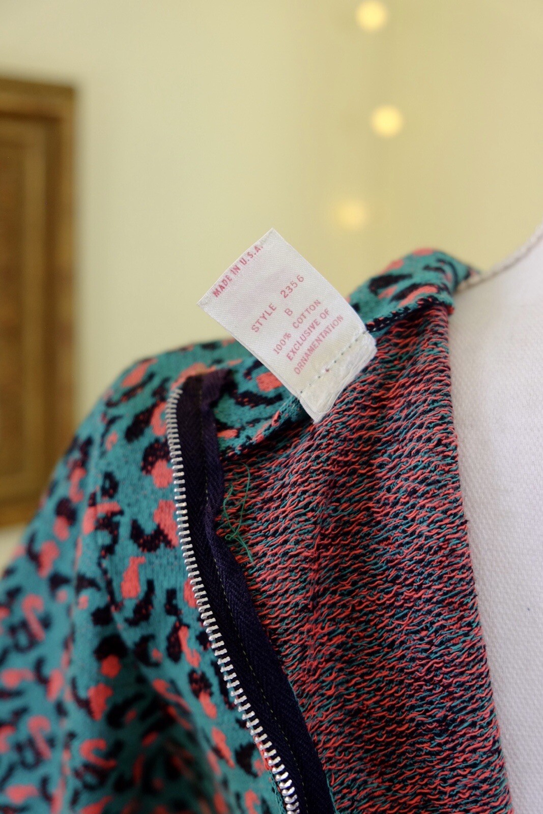 NOS VTG 50s 60s Leopard Print Shirt Dress Green Pink Black Medium Large
