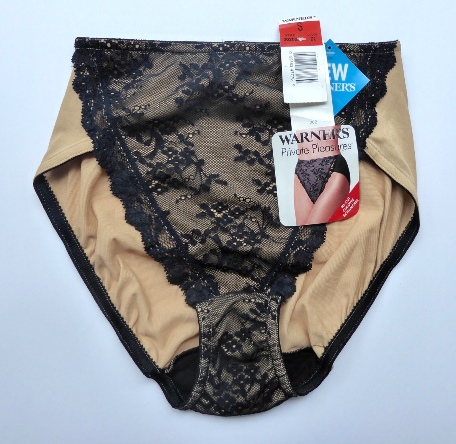 NWT 90s Warner’s Panties Private..Pleasures Size S Hi-Cut Panty Brief Black Lace